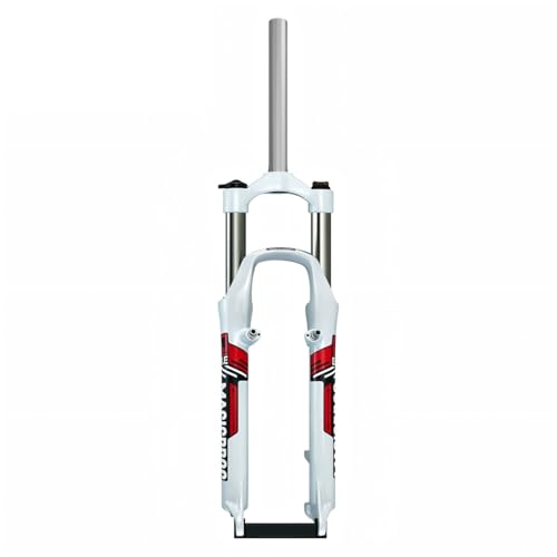 KANGXYSQ 26 Inch Mountain Bike Suspension Fork 100mm Travel Spring Fork 1-1/8" Straight Tube Disc V Brake Shoulder Control Bike Forks Aluminum Alloy Mechanical Fork QR 9mm Manual Lockout(White red)