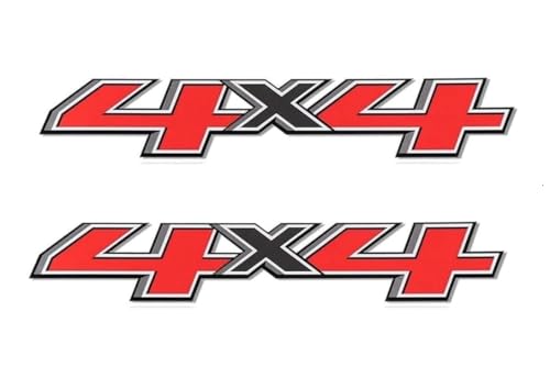 Image of Set of 2 PCS 4x4 Decals Stickers Compatible with 2014-2018 Chevy Silverado Sierra Truck Pickup Bedside,Truck Emblems, Auto Decoration Accessories Emblem Black & Red