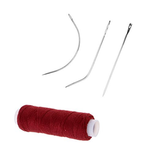 Fityle Hair Track Weft Weave Sew Extension Thread & Needle J+I+C 6 Color For Choose - Wine Red, as described