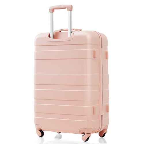 Luggage Sets New Model ABS Hardshell 3pcs Clearance Luggage Hardside Lightweight Durable Suitcase sets Spinner Wheels Suitcase with TSA Lock 20''24''28''(pink)3