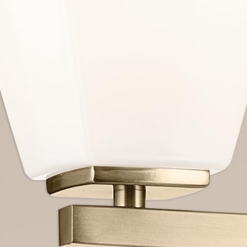 Image of Kichler Marant 4-Light Bathroom Vanity Light Fixture with Opal Glass, 33.25 inch Modern Wall Mount Lighting Over Mirror in Champagne Bronze for Powder Room (33.25 inch W x 9.5 inch H), 55217CPZ