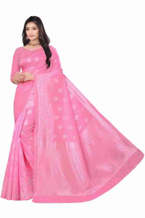 DRDVIJ FASHION Women's Soft Litchi Silk Saree with Unstitched Blouse Piece (Baby Pink) (Do.no-KP-R-13-Baby Pink)