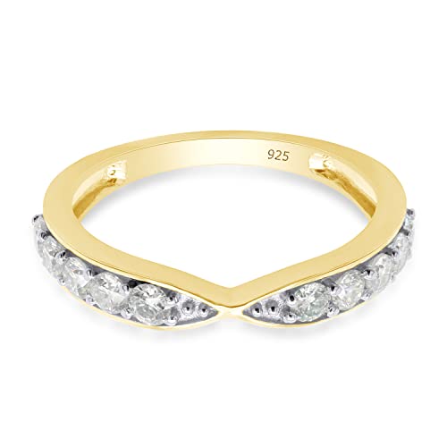 SAVEARTH DIAMONDS 1/2 Carat Round Cut Lab Created Moissanite Diamond 2.3MM Width Half Eternity Wedding Band Ring In 14K Gold Over Sterling Silver (VVS1 Clarity, 0.50 Cttw)3