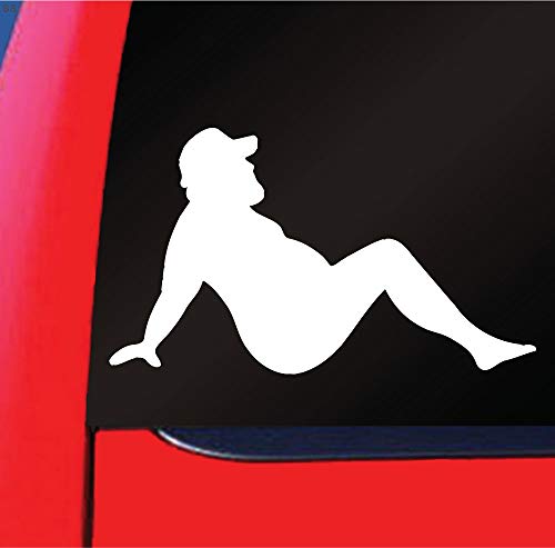 Fat Guy Mud Flap Man Trucker Vinyl Car Window Decal Sticker (White)