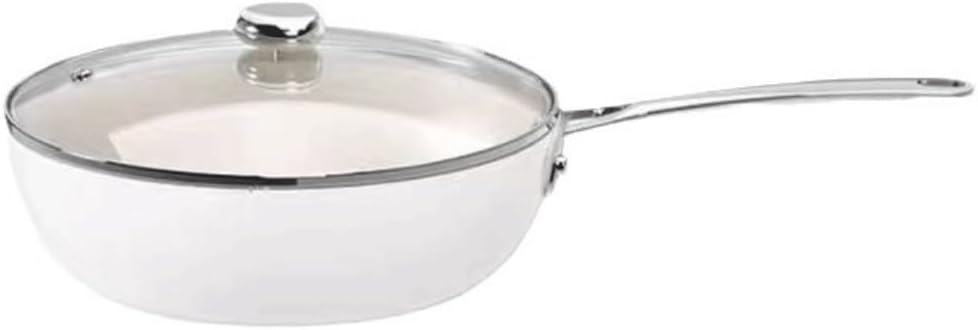 HBJWOV Small White Pot Ceramic Glazed Non Stick Pot Electromagnetic Stove Fire Universal White Flat Bottom Pot