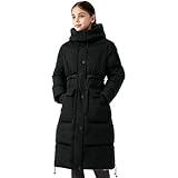 KODMNSW Wintermantel Mädchen Lang Wärme Winterjacke Daunenmantel mit Kapuze Verdickte Kinder Jacke Puffer Mantel Outdoor Mantel Einfarbig Kinderjacke Pufferjacke Winter Coat Schwarz 14 Jahre