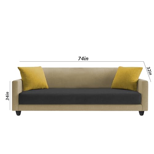 Image of Casaliving Dominic 3 Seater Sofa Set for Living Room (Cream Black Fabric) Premium Fabric Sofa