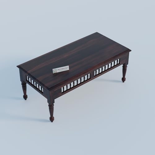 Image of Jangid Handicraft Solid Wood Coffee Table for Living Room | Wooden Center Table | Rectangular Coffee Table | Tea Table for Sofa | Modern Sofa Table for Hall | Sheesham, Walnut Finish