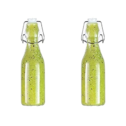 Image of Clip Top Preserve Bottles - 2 Pack of 250ml Clear Glass Bottles with Airtight Stoppers, Swing Top Bottles for Beer Brewing, Wine, Condiments, Beverages, Oil, Vinegar (Pack of 2)