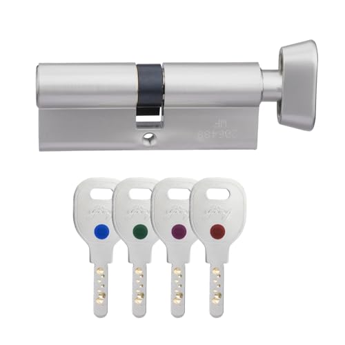Image of Godrej Cylinder | Europrofile Ultra XL+ | 1CK 80mm | Satin Steel Finish | Door Thickness Upto 50mm | 4 Keys
