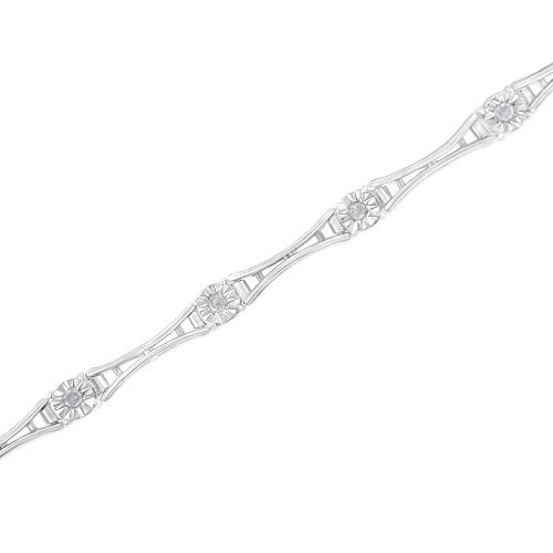 Original Classics .925 Sterling Silver 1/4 Cttw Diamond Miracle-Set Flared-Bar 7" Link-Style Tennis Bracelet (I-J Color, I3 Clarity) #TOP3