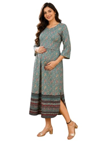 Image of RITIJYA Zipless Feeding Kurta Dress for Women | Maternity Nursing Kurti, No-Zip Easy Access | Extra Pleats Pre to Post Pregnancy | Quick-Dry Fabric | S-4XL