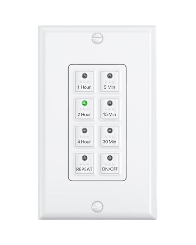 BN-LINK Countdown Digital Wall Timer Switch for Exhaust Fan with Push Button 5-15-30-60mins...