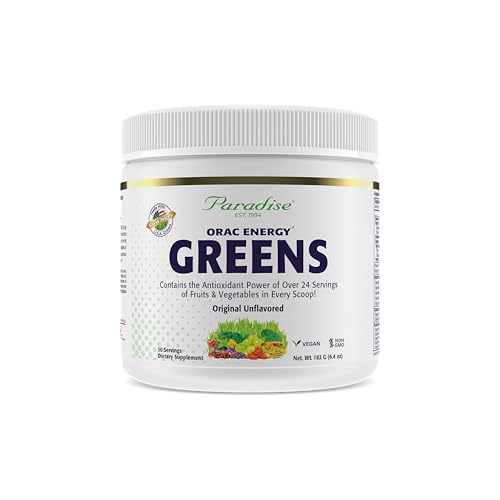 Paradise, ORAC Energy Greens Powder Extract, Super Antioxidants, Probiotics for Gut Health & Digestion, Vitamin C for Immunity, with Spirulina & Chlorella, Non-GMO, Gluten Free, 30 Servings Paradise, ORAC Energy Greens Powder Extract, Super Antioxidants, Probiotics for Gut Health & Digestion, Vitamin C for Immunity, with Spirulina & Chlorella, Non-GMO, Gluten Free, 30 Servings