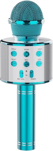 voijump Microfono senza fili del karaoke, microfono portatile di Bluetooth, convertitore dell'altoparlante dell'altoparlante, KTV domestico, compatibile con Android/iPhone/iPad/PC-Blu