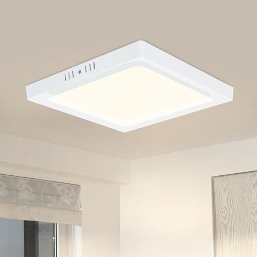 Glitzerlife LED Deckenleuchte Badezimmer Flurlampe - Deckenlampe Eckig 18W 4000K IP44 Schlafzimmerlampe Weiß Modern Ø23CM Lampe Neutralweiß Wasserfest für Flur Küche Büro Keller Garage