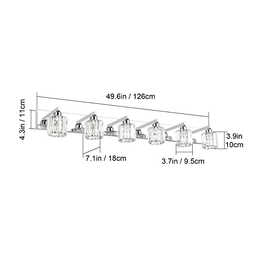 Image of Aipsun Bathroom Vanity Light Crystal Vanity Lighting Fixtures 6 Lights Chrome Vanity Light for Bathroom (Exclude Bulb)