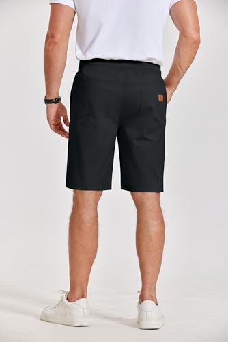 Image of COOFANDY Mens Casual Shorts Cotton Elastic Waist Drawstring Shorts Lightweight Summer Beach Shorts