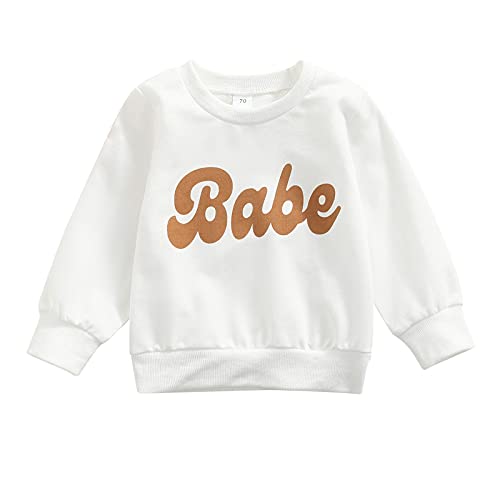 Image of Infant Boy Sweatshirt Toddler Crewneck Sweater Newborn Baby Boy Girls Clothes Letter Printed Fall Spring Pullover Tops