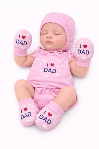 Image of Cuteably Newborn Baby Jhabla, Cap, Mittens, Booties, Nappy Combo Set, Soft & Breathable Cotton, Unisex, 0-3 Months