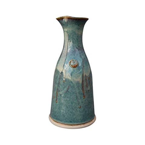 Wine Decanter Hand-Thrown Hand-Glazed in Ireland. Original Design Pottery Carafe 600ml Volume- 8 Inches Height with Celtic Spiral Symbol Cover
