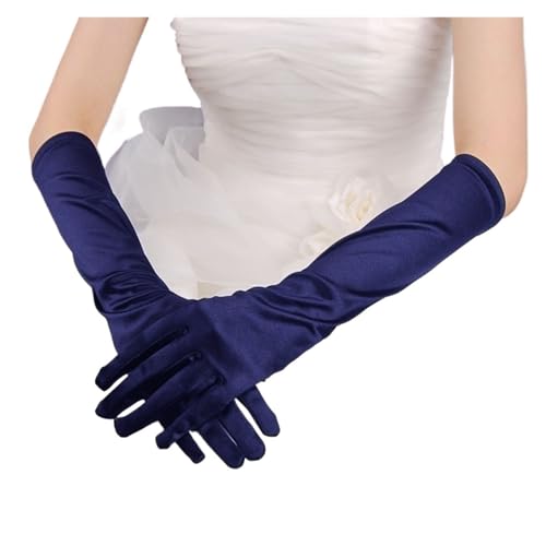Gants de soirée en satin pour femmes couleur unie 1 paire