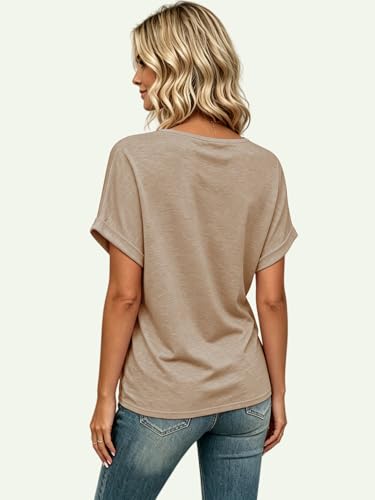 Image of T Shirts Short Sleeve V Neck Tees Womens Tops Beach Vacation Fashion Clothes 2026 Casual Summer Spring Fall Outfits