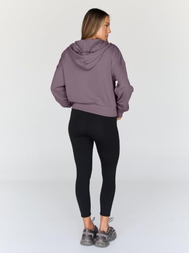 Image of Trendy Queen Womens Zip Up Hoodies Cropped Jackets Fall Outfits 2026 | lightweight comfort material, slouchy drop shoulder, casual travel winter clothes with pockets, airport workout athletic