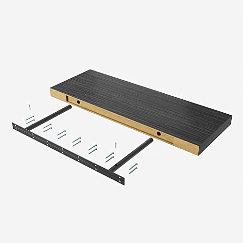 Jpnd Floating Shelf, Set Of 2 Wall Shelves, 36 In W X 12.75 In D X 2 In H Wooden Floating Wall Shelf With Invisible Brackets For Living Room/Bedroom/Bathroom/Kitchen Storage And Decor Dark Black #TOP5