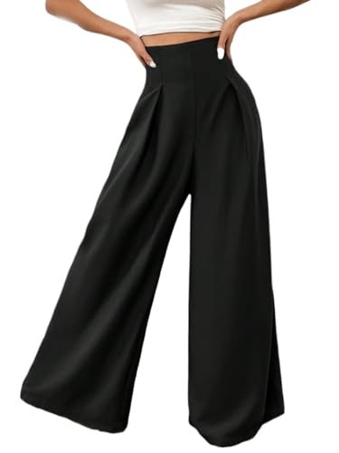 SECOLI Women's 2024 Casual Black Pants High Waist Wide Leg Pants