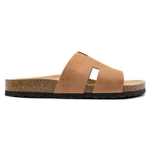 Image of Sandgrens Handmade Unisex Cork Slides | European Top Grain Leather Sandals with Soft Suede Footbed and EVA Rubber Sole | Avila