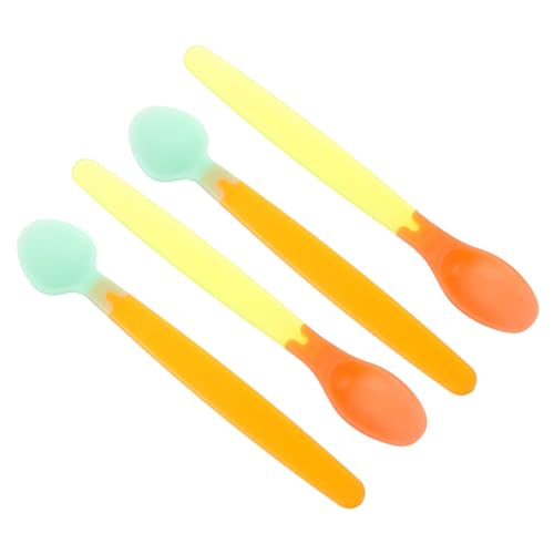 BATHVEVE 2 juegos Cucharas de Silicona para Bebés de Cucharas con Cambio de Temperatura Material Seguro y Práctico para Alimentación de Recién Nacidos y Antideslizante