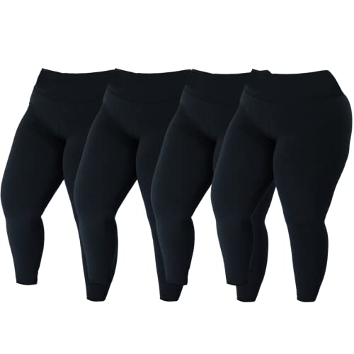 KIT 4 Legging Plus Size Fitness Suplex Lisa ou Estampada PRETO-PRETO-PRETO-PRETO G1
