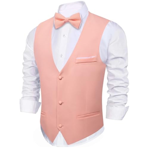Silk Vest For Men Plain Waistcoat Bowtie Set Wedding Business Party Male Sleeeveless Jacket3
