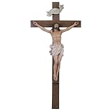 Grace4Joy Crucifix Wall Cross, 15 Inches Crucifijos Catolicos Religious Home Decor, Hand Painted Jesus Cross for Wall Catholic Housewarming Gifts