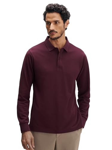 Image of XYXX Men's Solid Cotton Polo T-Shirt | Polo Neck Tshirts | Full Sleeves | Solid-Regular Fit