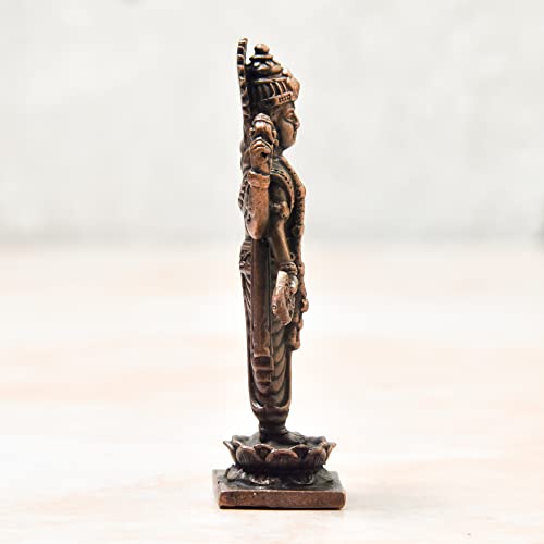 Copper Idols India by Idols India – 2.75-Inch Handmade Copper Dhanvantri Idol with Patina Antique Finish