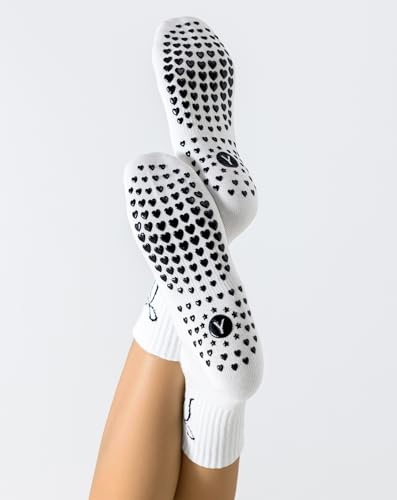 Image of Yawlsow Pilates Grip Socks for Women Yoga Grippy Socks Cute Barre Non Skid Athletic Crew Sticky Sock Workout Hospital