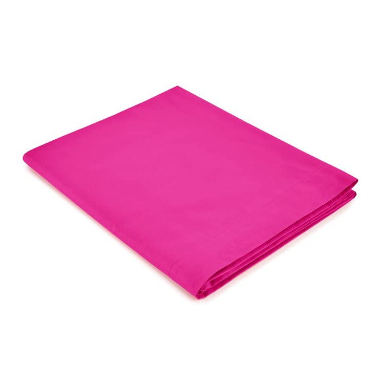 Bassetti drap plat 180x280 coton lin carré et demi rose cyclamen lit 1 place - 3