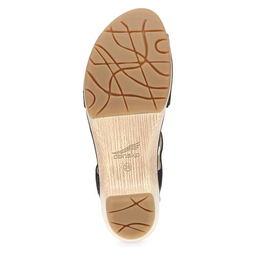 Image of Dansko Laverne Peep-Toe Sandals for Women - T-Strap Design with Stain Resistant Nubuck Leathers