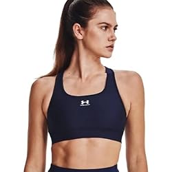 Under Armour HG Armour Mid Padless Sujetador Relleno con Tejido Heatgear, Top Deportivo Transpirable y Flexible para Mujer, Azul (Midnight Navy), XS
