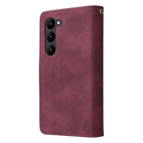 Étui portefeuille Samsung S24 avec zip noir en cuir à rabat - 6