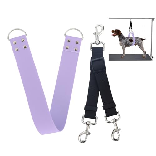 Pet Dog Grooming Belly Strap – 2 Inch Wide Waterproof PVC Belly Support Band Grooming Loop Restraint for Pet Bathing and Grooming(Lilac-Short)