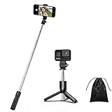 h.may bastone selfie stick, 4 in 1 mini treppiede di riempimento estensibile con telecomando wireless rimovibile compatibile con 4.7-6.7 pollici smartphone gopro camera