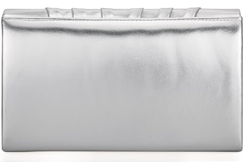 Women Evening Bag Metallic PU Clutch Handbag Pleated Flap Envelope Handbag for Formal Prom Cocktail Party - Image 4