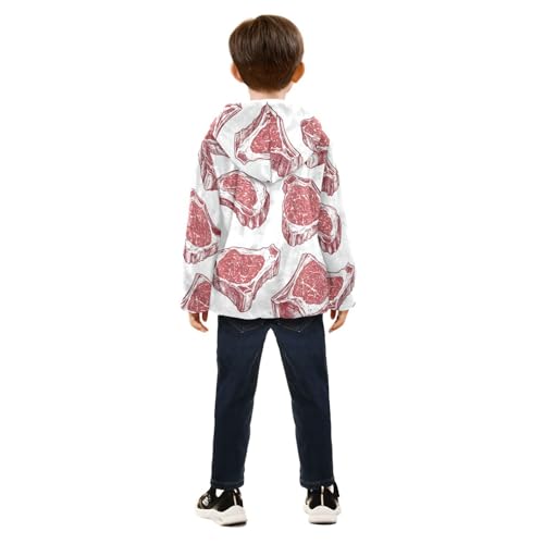 Steaks Girls Fleece Jacket Girls Fall Jacket Girls Zip Up Hoodie Girls Sherpa Jacket 2-10T4