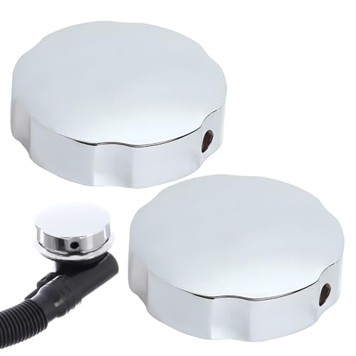 BNGXR Bouton de Contrôle de Baignoire, Forme Ronde Bouton de Trop-Plein Baignoire, Bouton Rotatif de Vidange de Baignoire pop-up, Chromé, Accessoires de Vidange de Baignoire, Diamètre 74 mm