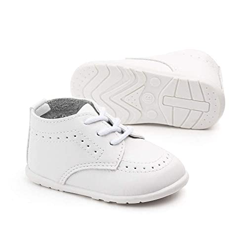 Sonsage Mocassins classiques en cuir synthétique pour bébé garçon et fille - Chaussures de mariage Oxford pour premiers pas - Chaussures plates, Z01 Blanc, 18-24 mois