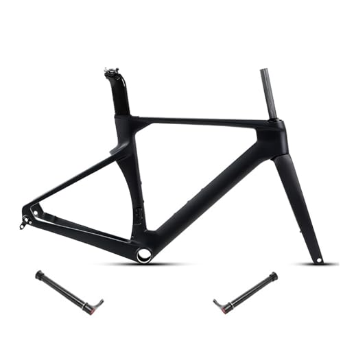 MirOdo Black 700C Road Bike Frameset with Fork 46/48/50/52/54/56cm Carbon Fiber Frameset Thru Axle F12*100mm R12*142mm Disc Brake Internal Routing Racing Bike Frameset(Size:46CM)