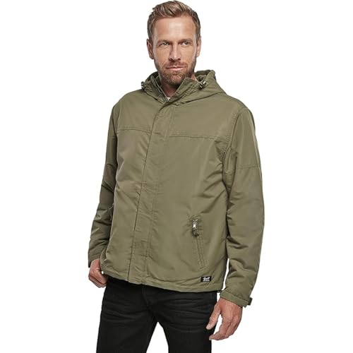 Men's Fleece-lined Full Zip Windbreaker, Olive - XXL2